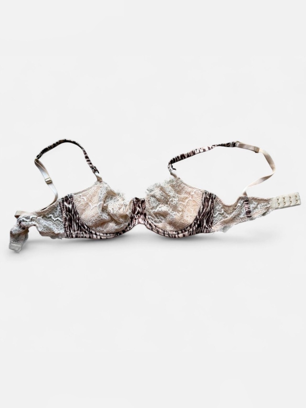 Victoria’s Secret Lace & silk Zebra-Print Bra - Beige